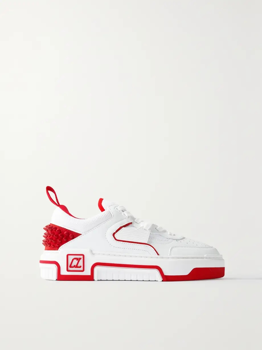 Astroloubi stud-embellished leather and mesh sneakers Astroloubi stud-embellished leather and mesh sneakers