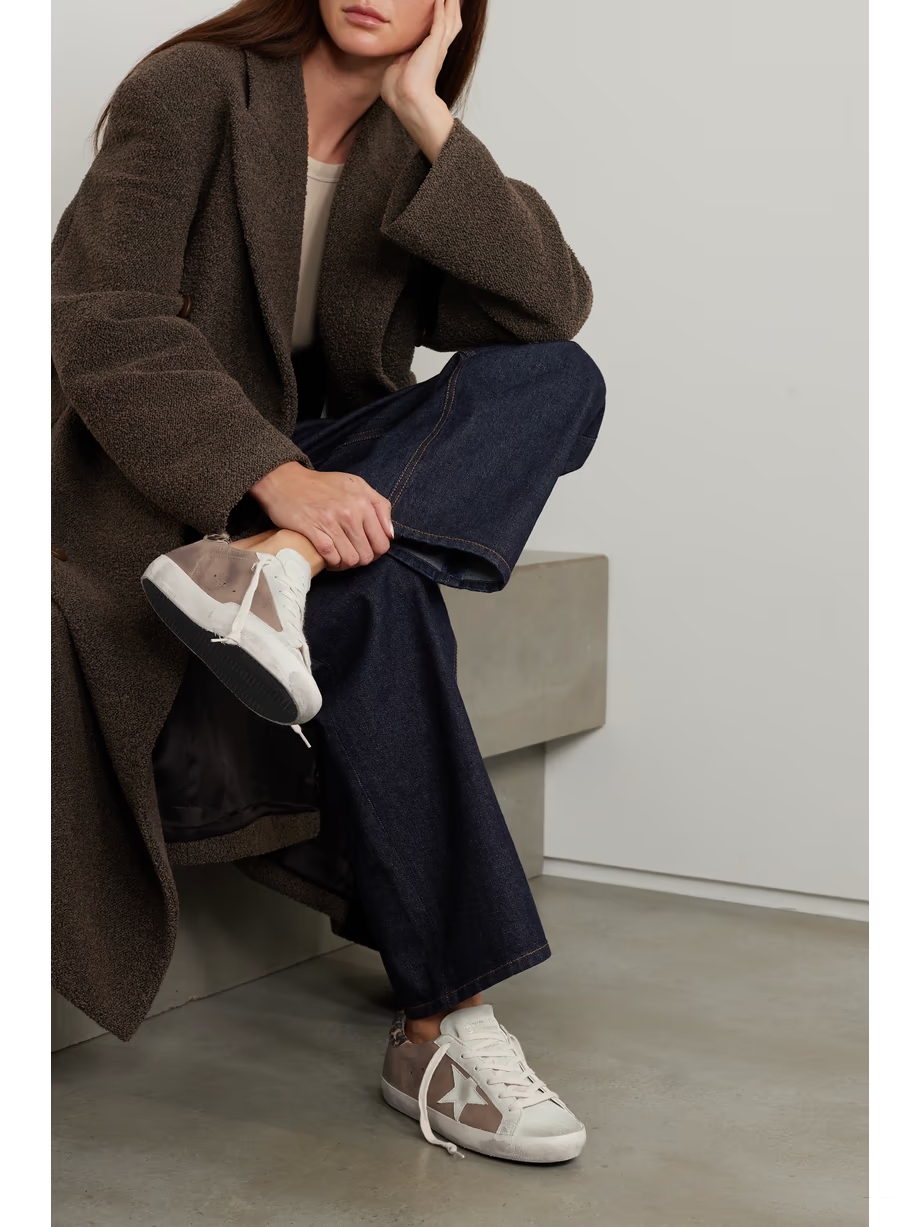 Super-Star distressed calf hair-trimmed nubuck and suede sneakers Super-Star distressed calf hair-trimmed nubuck and suede sneakers