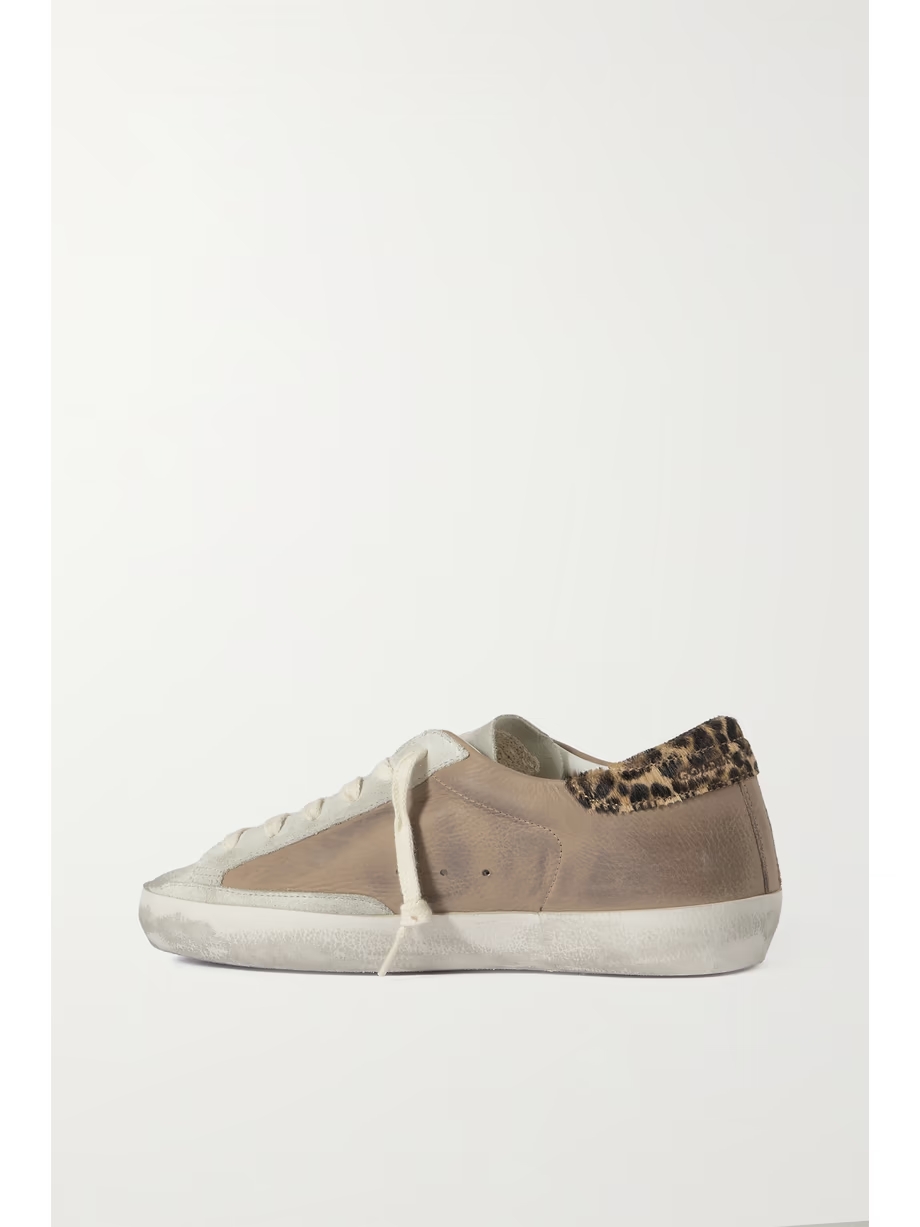 Super-Star distressed calf hair-trimmed nubuck and suede sneakers Super-Star distressed calf hair-trimmed nubuck and suede sneakers