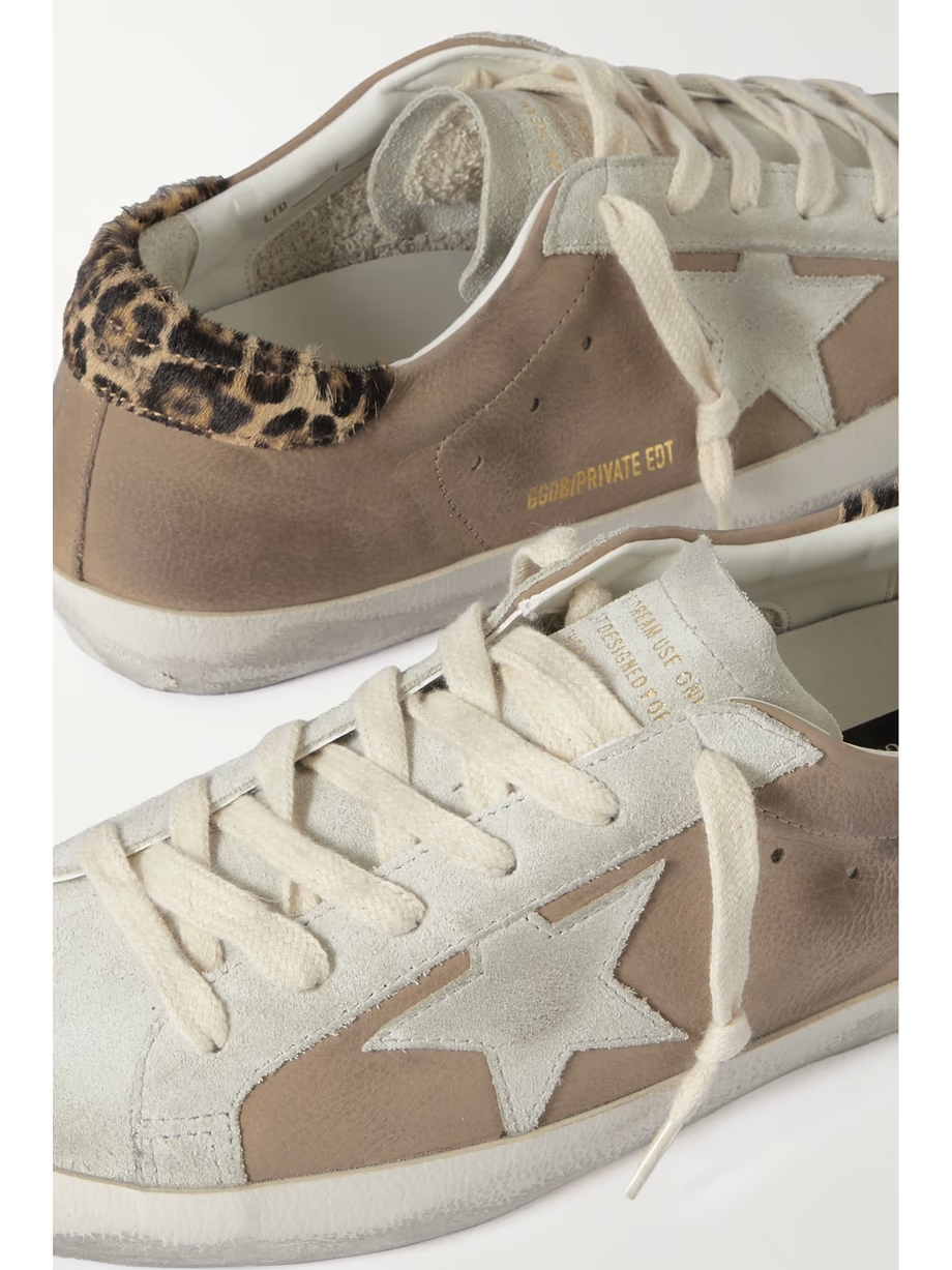 Super-Star distressed calf hair-trimmed nubuck and suede sneakers Super-Star distressed calf hair-trimmed nubuck and suede sneakers