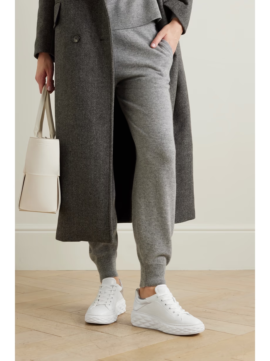 Diamond Maxi logo-debossed metallic leather platform sneakers Diamond Maxi logo-debossed metallic leather platform sneakers