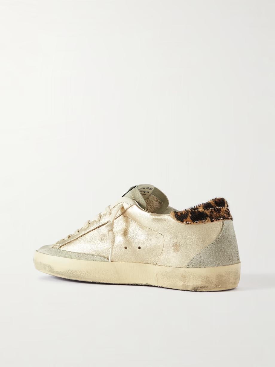 Super-Star calf hair and suede-trimmed distressed leather sneakers Super-Star calf hair and suede-trimmed distressed leather sneakers