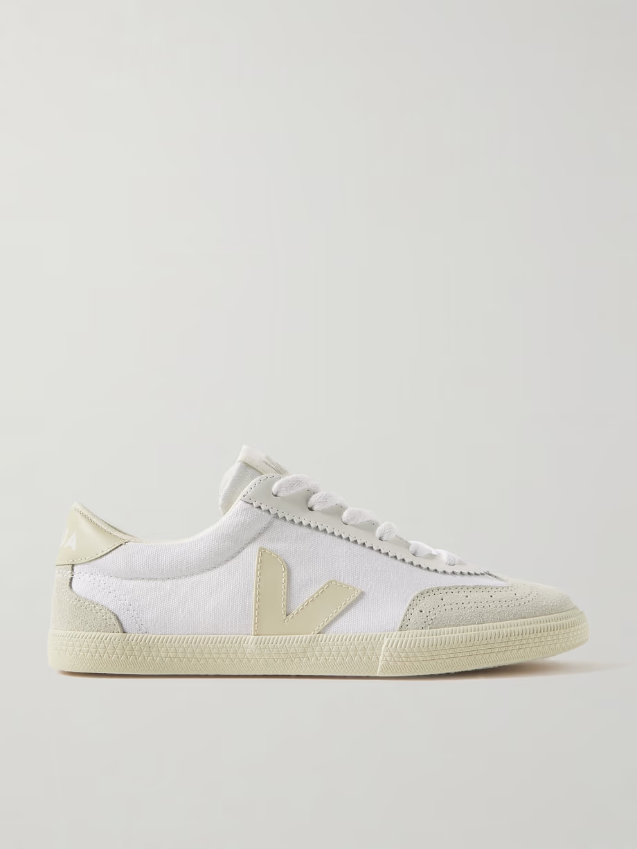 Volley suede and leather-trimmed organic cotton-canvas sneakers Volley suede and leather-trimmed organic cotton-canvas sneakers