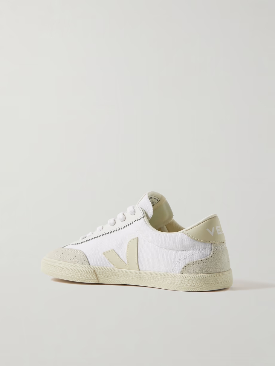 Volley suede and leather-trimmed organic cotton-canvas sneakers Volley suede and leather-trimmed organic cotton-canvas sneakers
