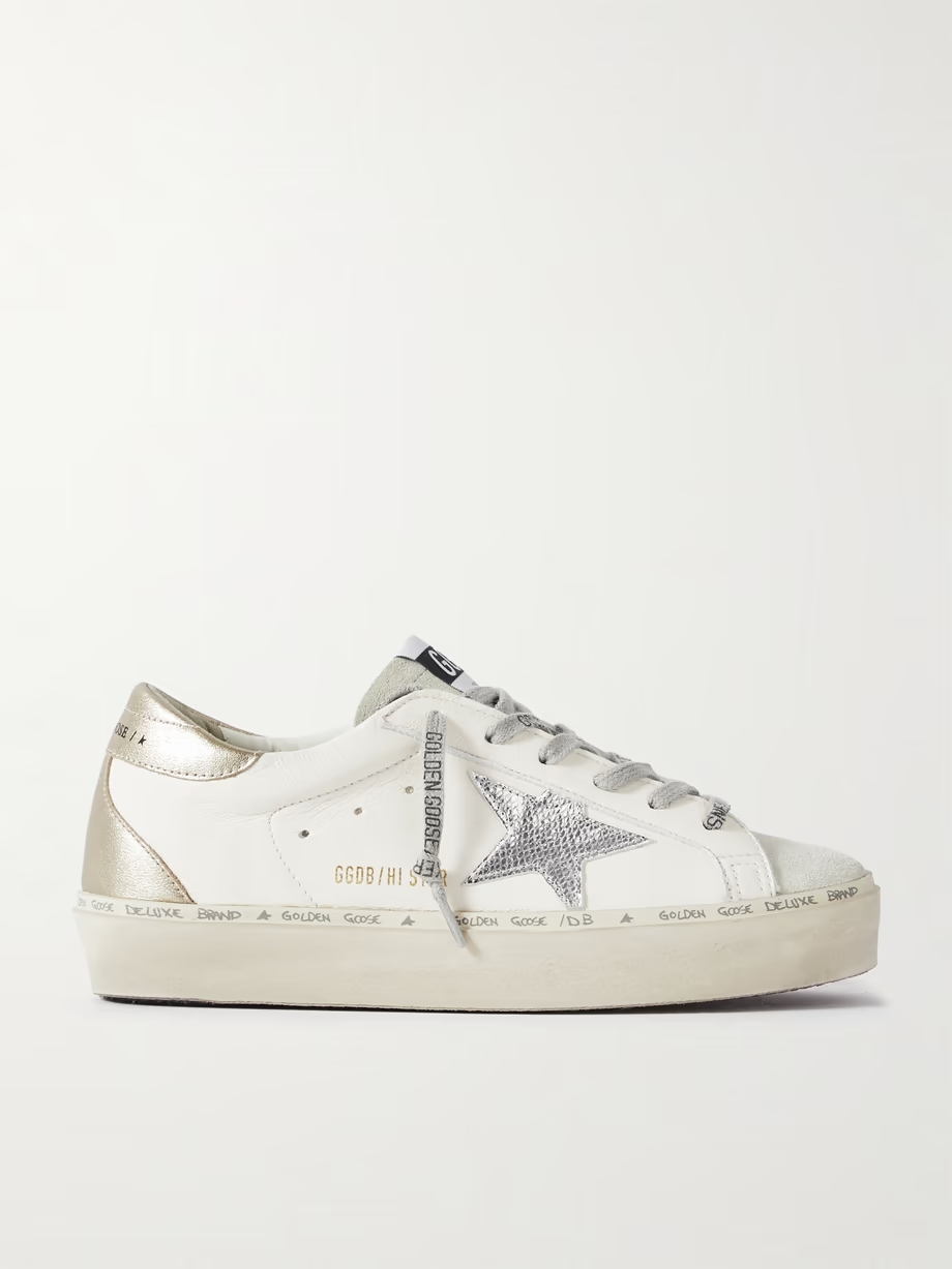 Hi Star distressed suede- and snake-effect-trimmed leather sneakers Hi Star distressed suede- and snake-effect-trimmed leather sneakers