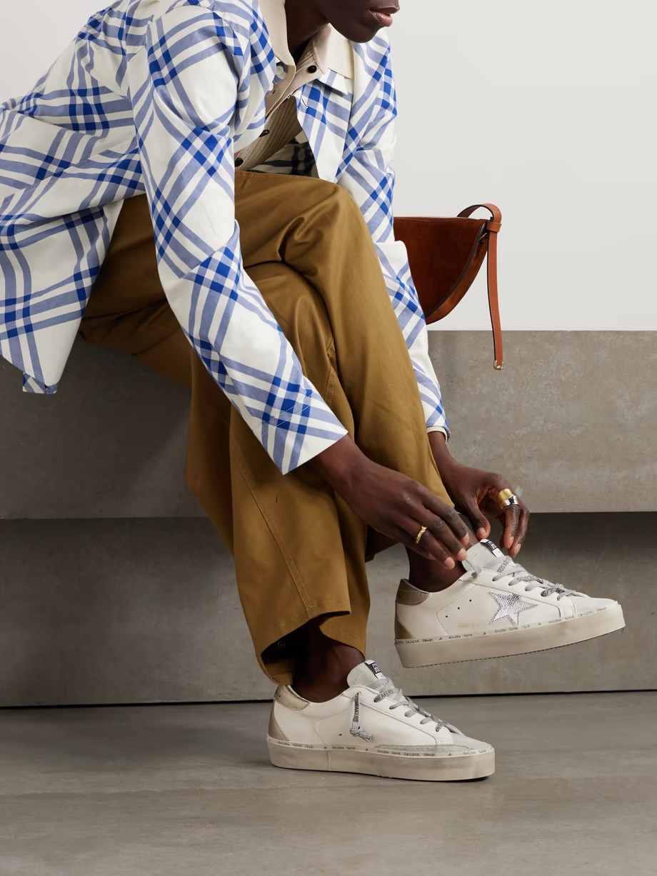 Hi Star distressed suede- and snake-effect-trimmed leather sneakers Hi Star distressed suede- and snake-effect-trimmed leather sneakers