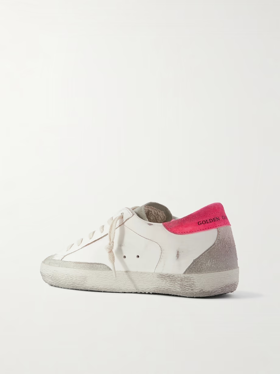 Super-Star distressed suede-trimmed leather sneakers