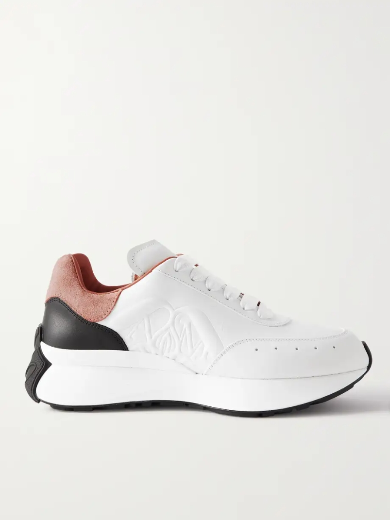 Sprint Runner embossed suede-trimmed leather exaggerated-sole sneakers Sprint Runner embossed suede-trimmed leather exaggerated-sole sneakers