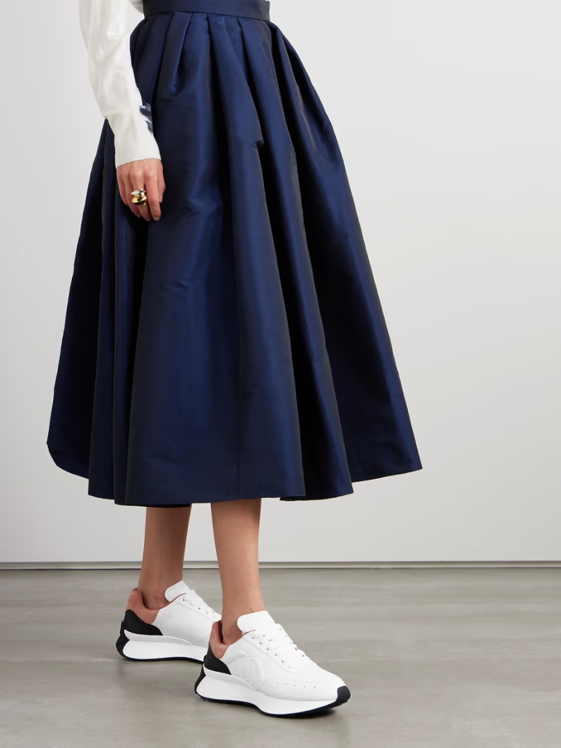 Sprint Runner embossed suede-trimmed leather exaggerated-sole sneakers Sprint Runner embossed suede-trimmed leather exaggerated-sole sneakers