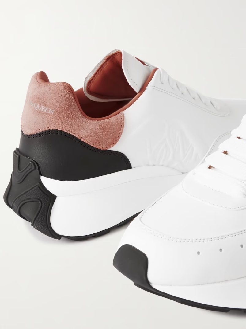 Sprint Runner embossed suede-trimmed leather exaggerated-sole sneakers Sprint Runner embossed suede-trimmed leather exaggerated-sole sneakers