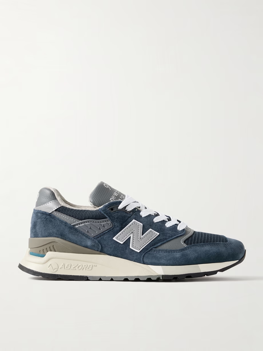 998 Core rubber-trimmed leather, mesh and suede sneakers 998 Core rubber-trimmed leather, mesh and suede sneakers