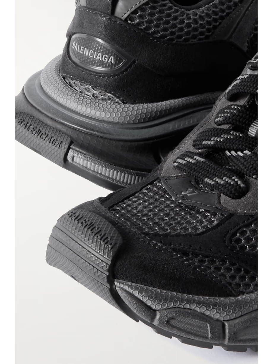 3XL mesh-trimmed faux suede sneakers 3XL mesh-trimmed faux suede sneakers