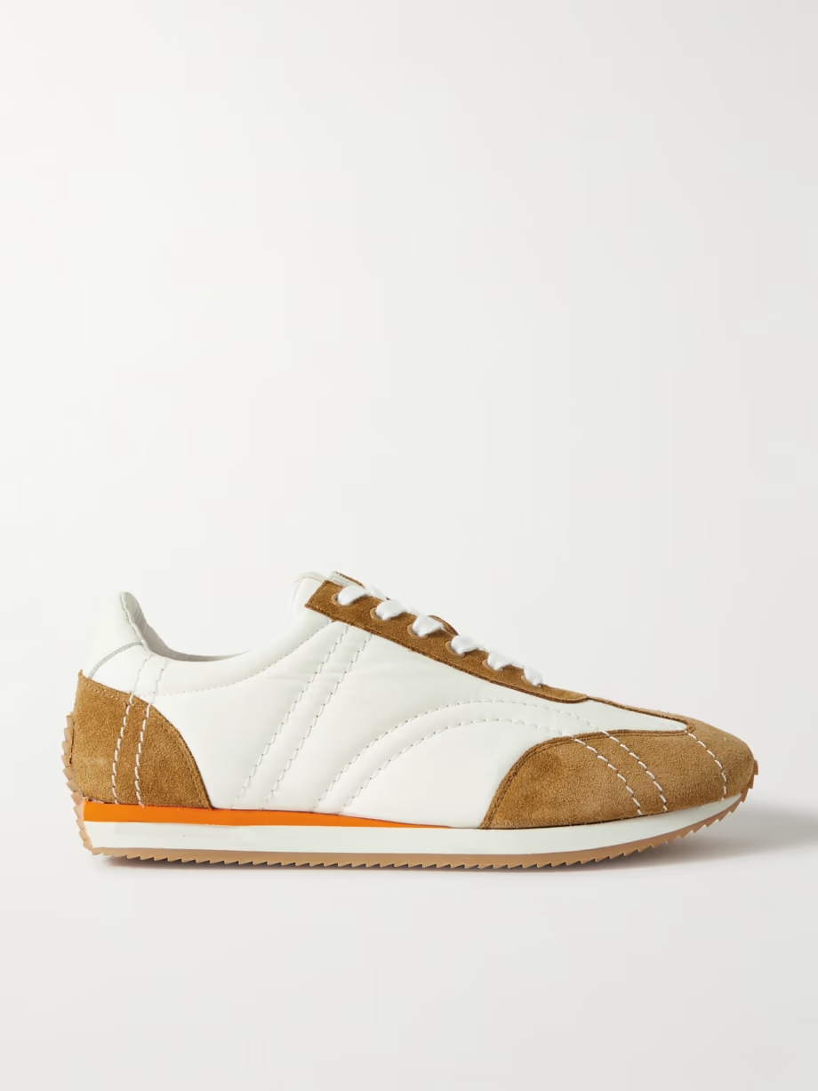 The Sport leather-trimmed suede and twill sneakers The Sport leather-trimmed suede and twill sneakers
