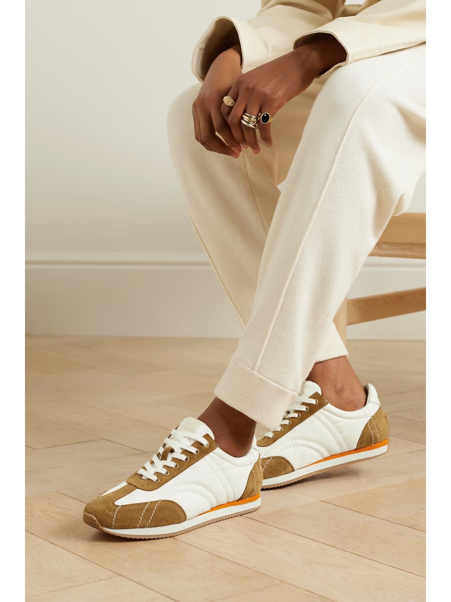 The Sport leather-trimmed suede and twill sneakers The Sport leather-trimmed suede and twill sneakers