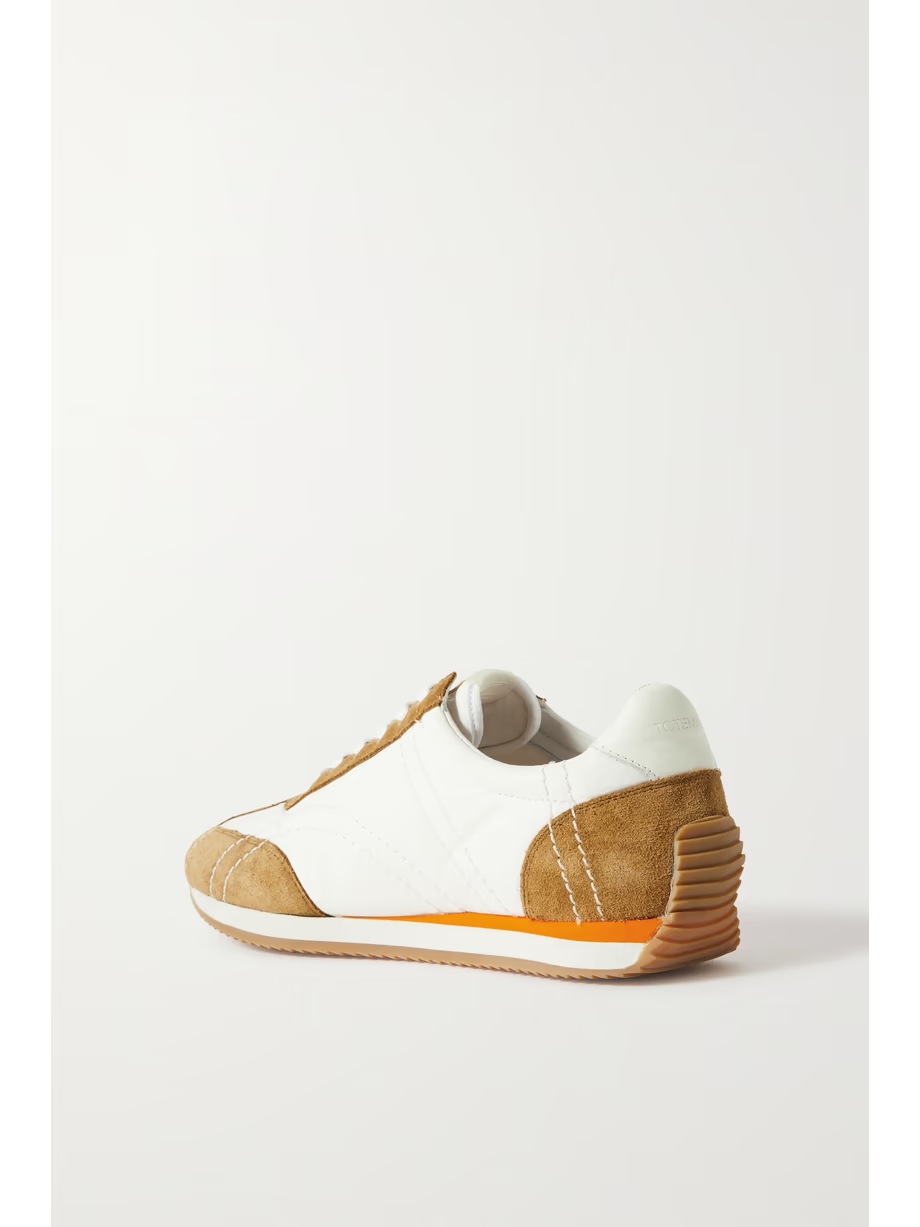 The Sport leather-trimmed suede and twill sneakers The Sport leather-trimmed suede and twill sneakers