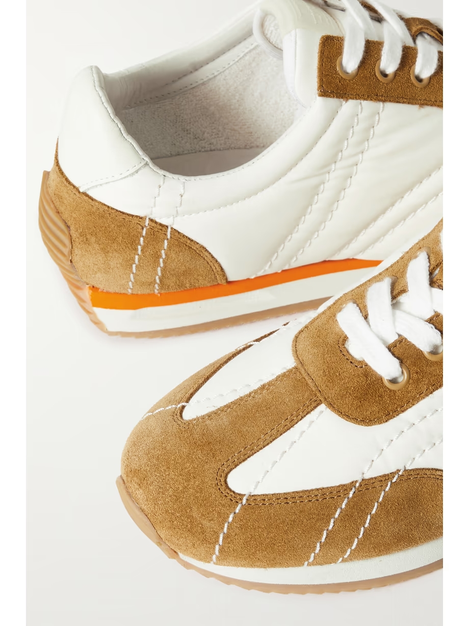 The Sport leather-trimmed suede and twill sneakers The Sport leather-trimmed suede and twill sneakers