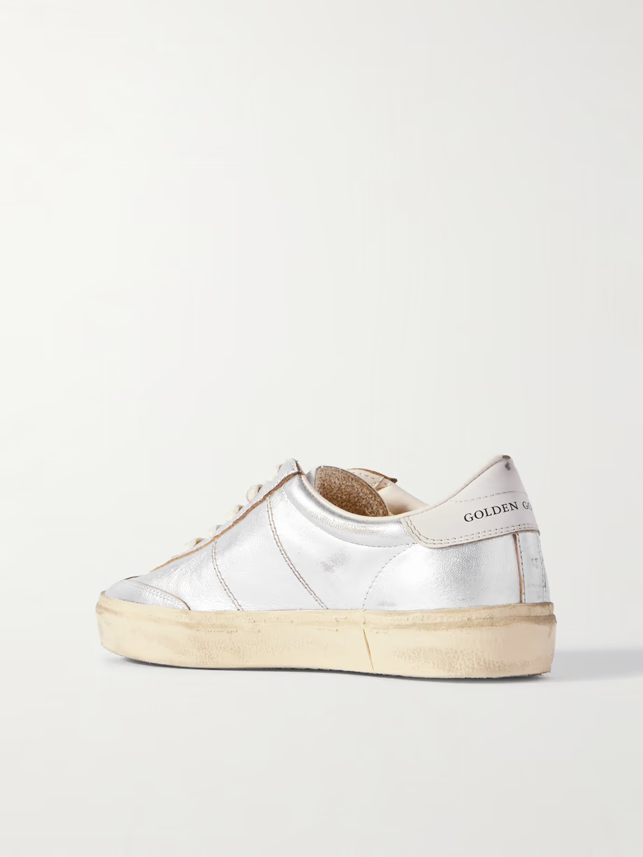 Soul-Star distressed metallic leather sneakers Soul-Star distressed metallic leather sneakers