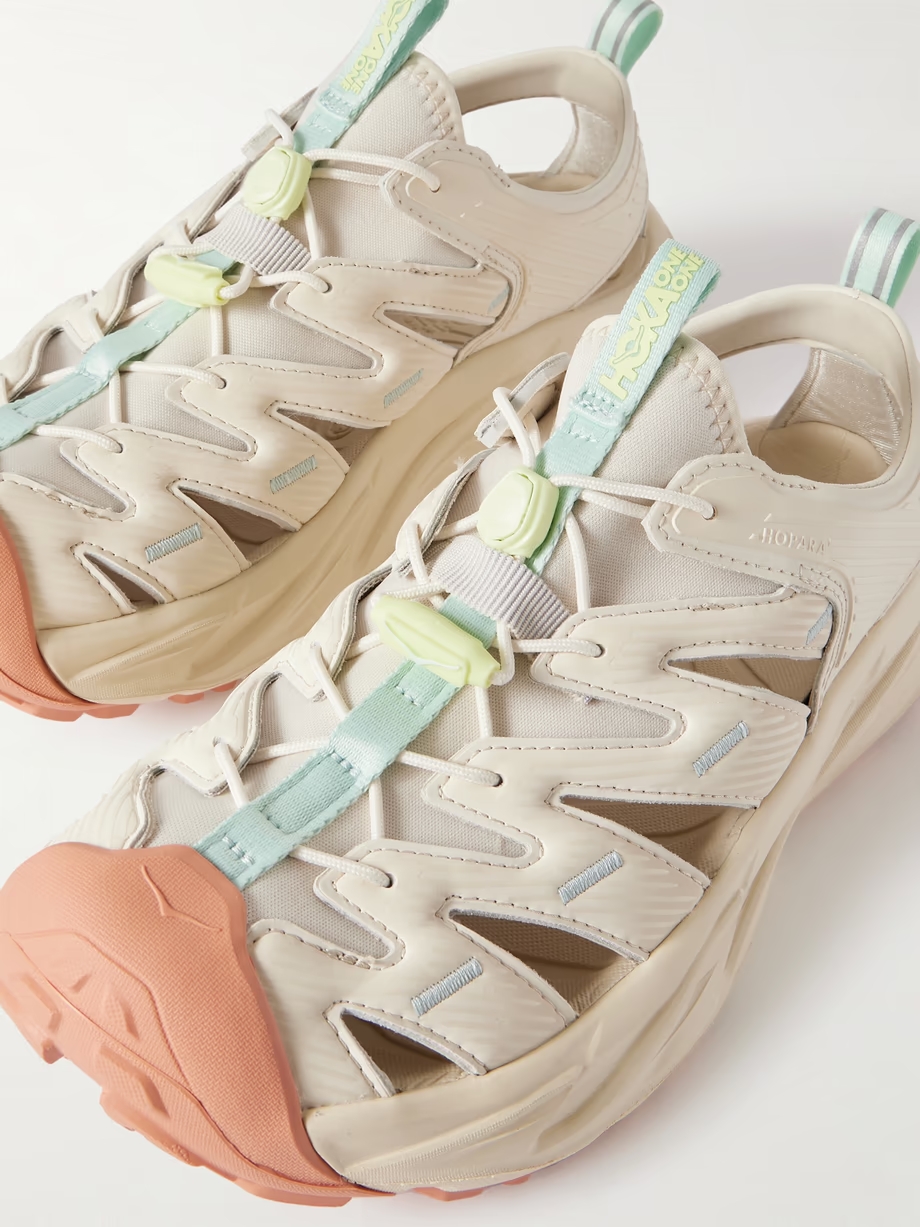 Hopara cutout rubber-trimmed mesh sandals Hopara cutout rubber-trimmed mesh sandals