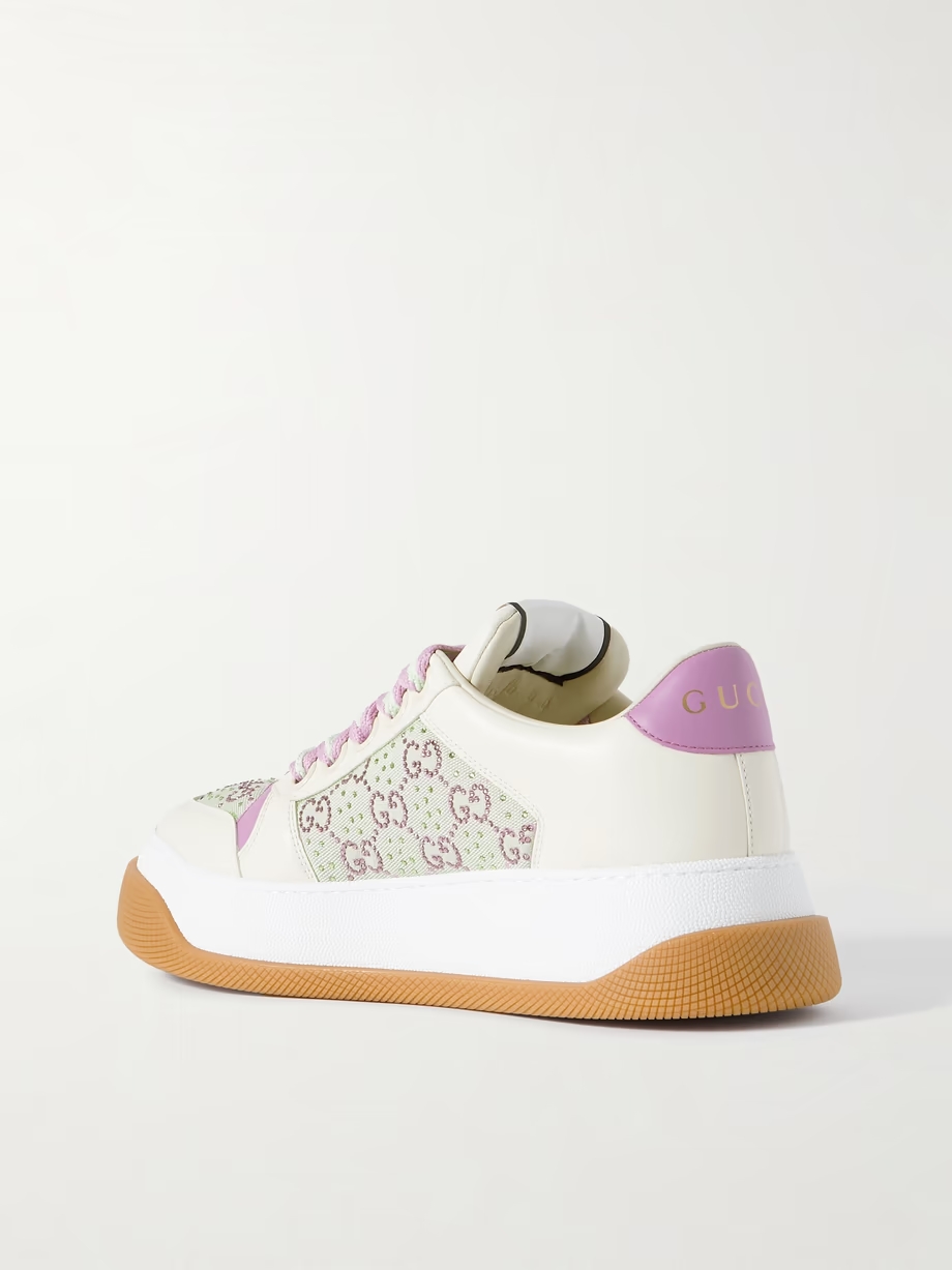 Double Screener crystal-embellished coated cotton-canvas and leather sneakers Double Screener crystal-embellished coated cotton-canvas and leather sneakers