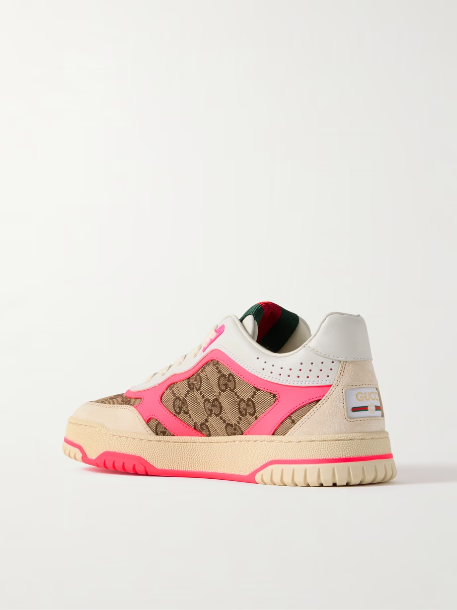 Re-Web suede, neon leather and canvas-jacquard sneakers Re-Web suede, neon leather and canvas-jacquard sneakers