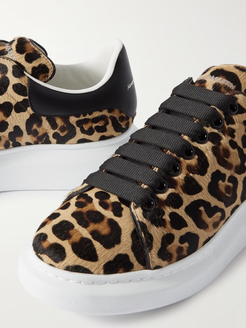 Leather-trimmed leopard-print calf hair sneakers Leather-trimmed leopard-print calf hair sneakers