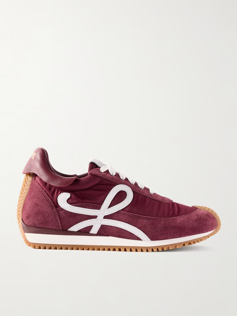 Flow Runner leather-trimmed shell and brushed suede sneakers Flow Runner leather-trimmed shell and brushed suede sneakers