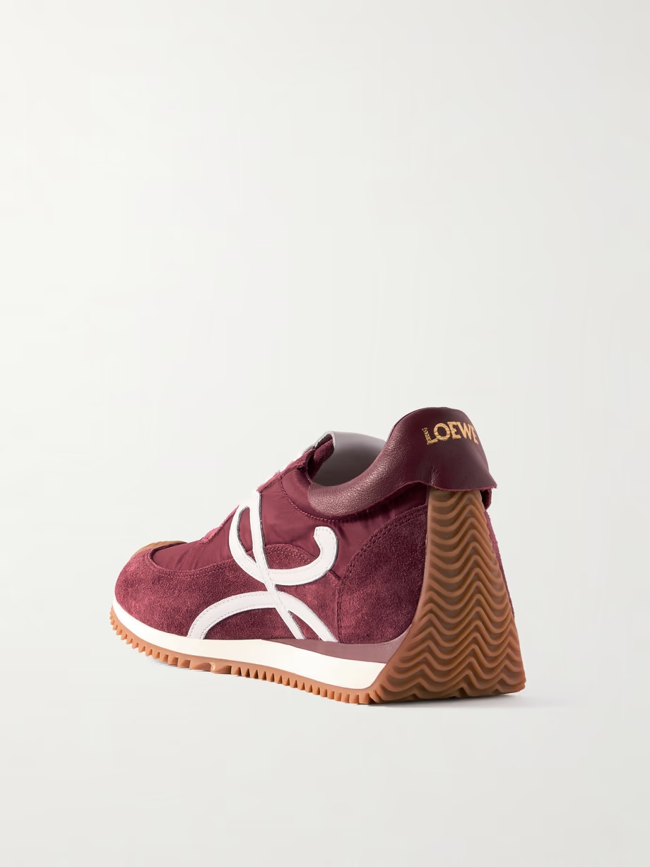 Flow Runner leather-trimmed shell and brushed suede sneakers Flow Runner leather-trimmed shell and brushed suede sneakers