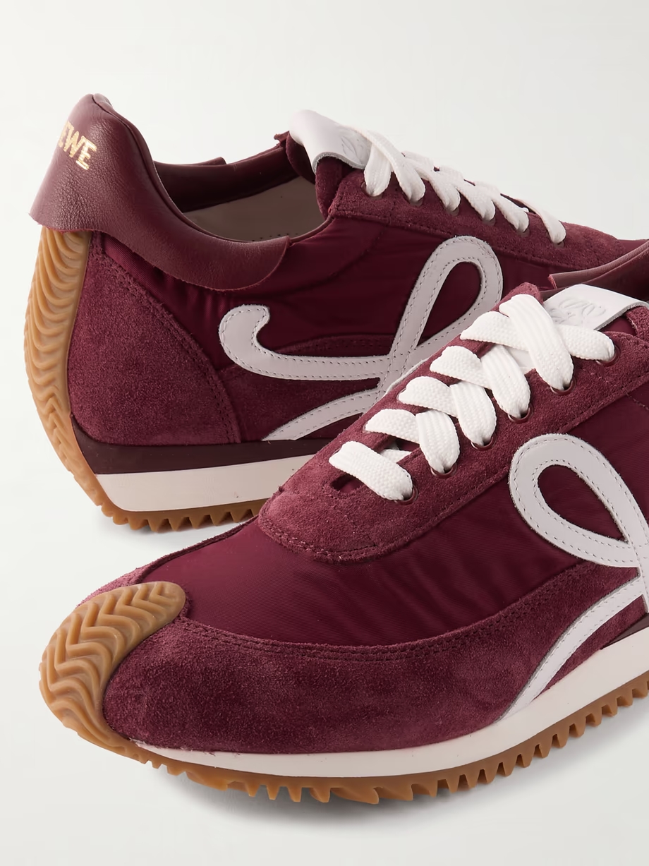 Flow Runner leather-trimmed shell and brushed suede sneakers Flow Runner leather-trimmed shell and brushed suede sneakers