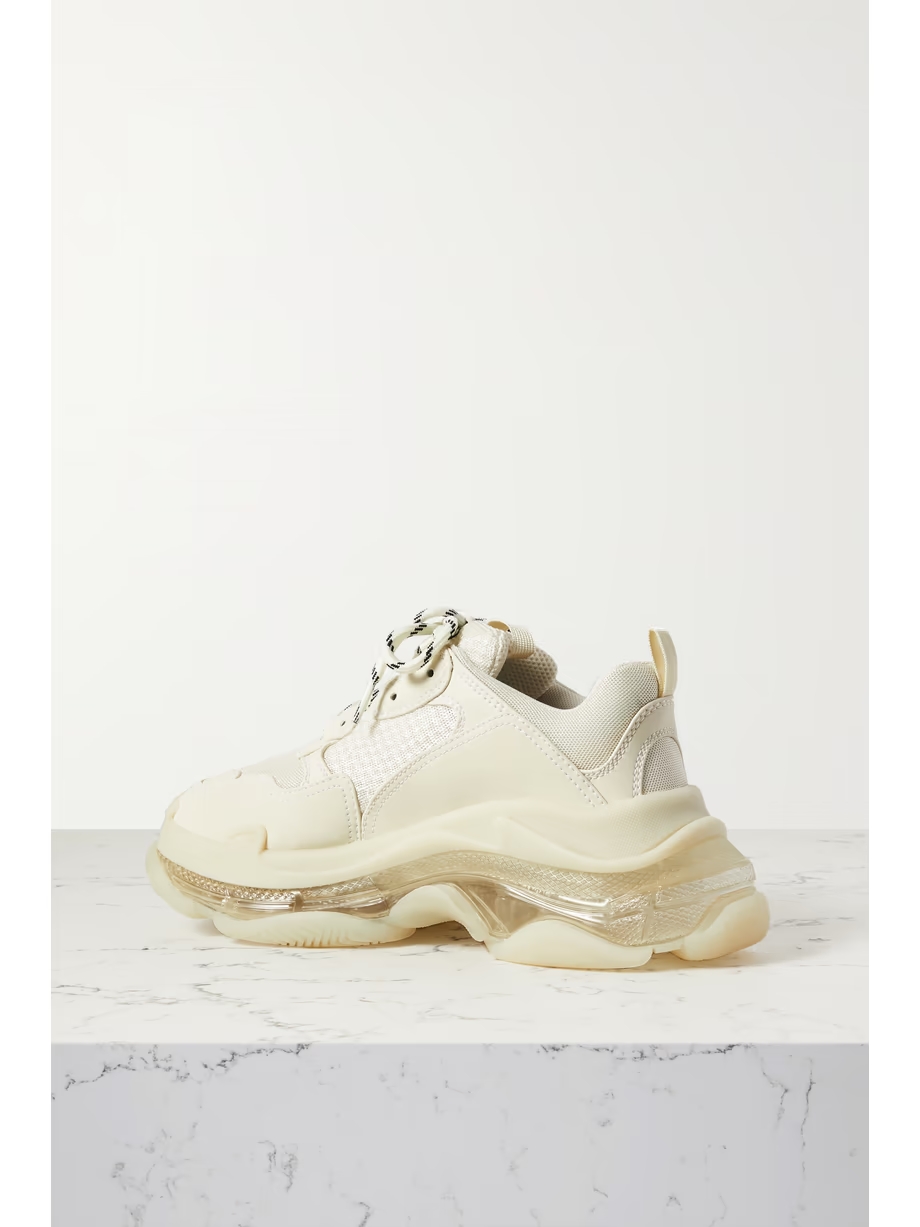 Triple S Clear Sole logo-embroidered faux leather and mesh sneakers Triple S Clear Sole logo-embroidered faux leather and mesh sneakers