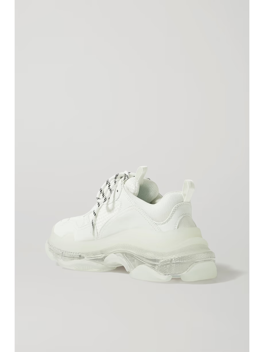 Triple S Clear Sole logo-embroidered leather, nubuck and mesh sneakers Triple S Clear Sole logo-embroidered leather, nubuck and mesh sneakers