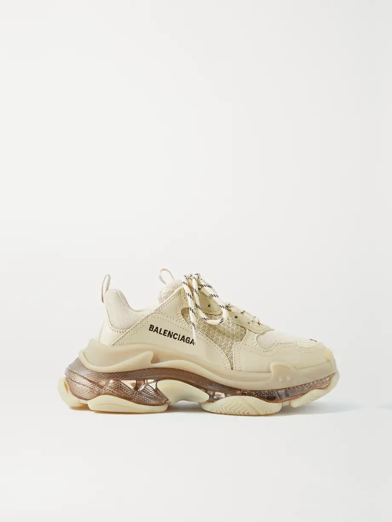 Triple S Clear Sole logo-embroidered faux leather and mesh sneakers Triple S Clear Sole logo-embroidered faux leather and mesh sneakers