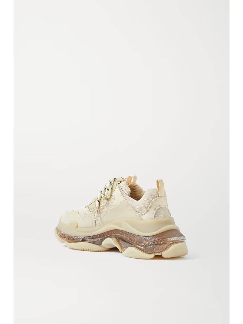 Triple S Clear Sole logo-embroidered faux leather and mesh sneakers Triple S Clear Sole logo-embroidered faux leather and mesh sneakers