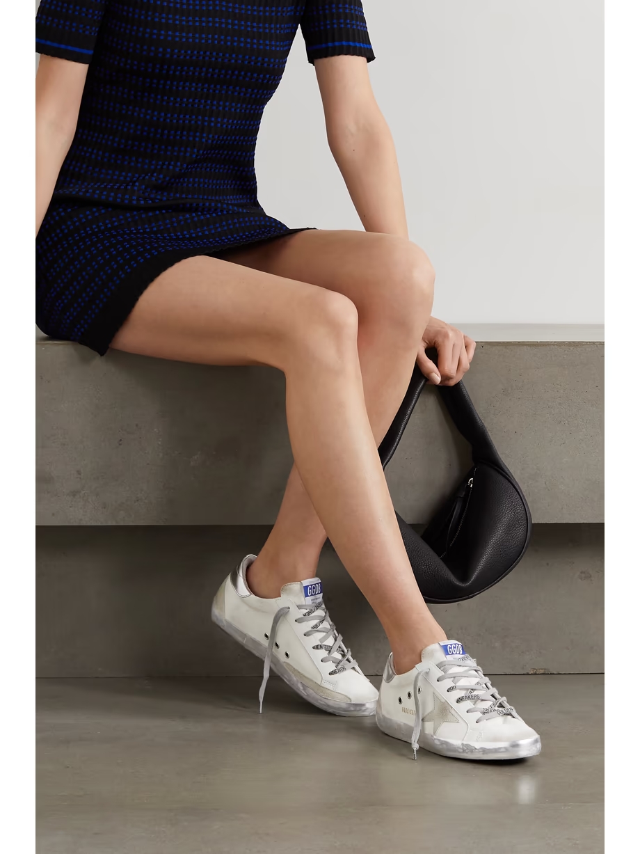 Superstar distressed suede and leather-trimmed canvas sneakers Superstar distressed suede and leather-trimmed canvas sneakers