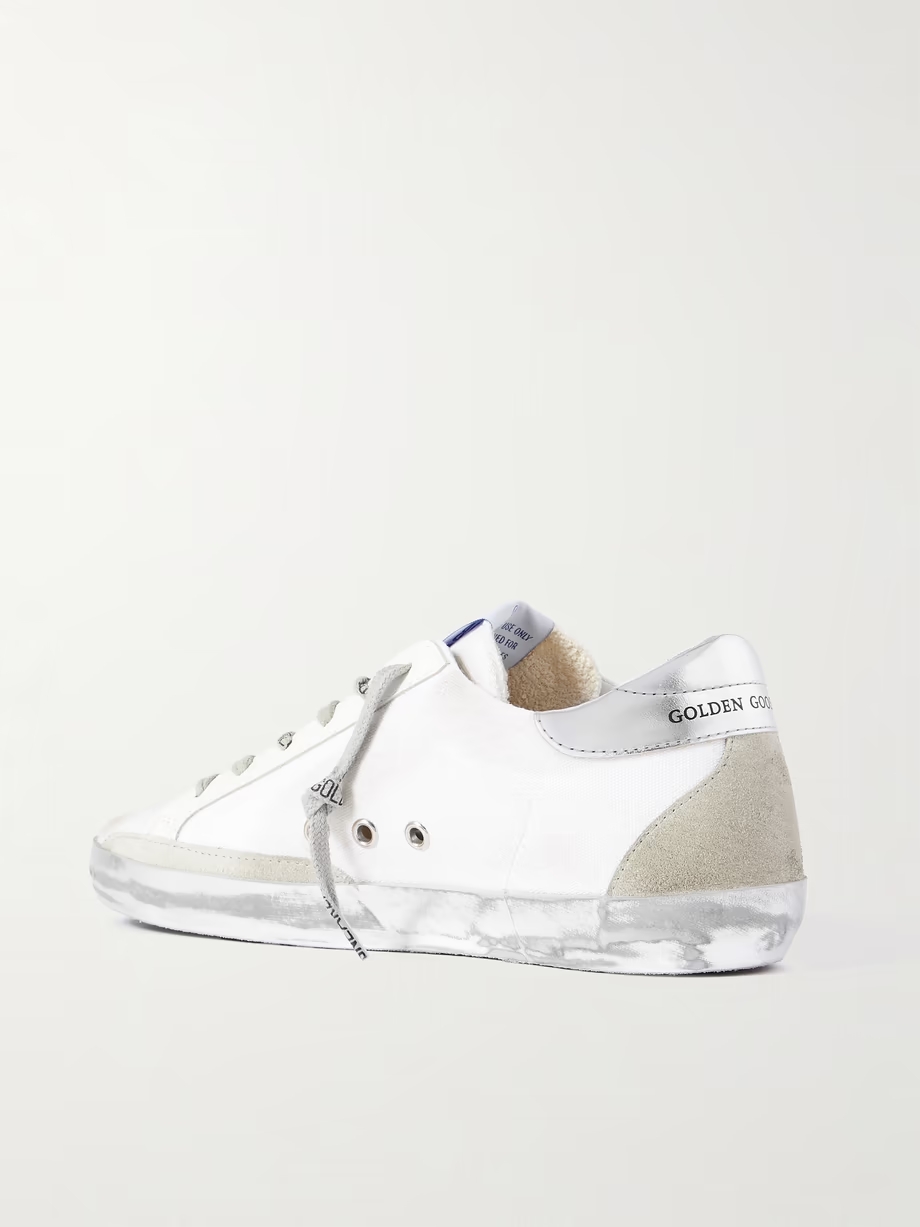 Superstar distressed suede and leather-trimmed canvas sneakers Superstar distressed suede and leather-trimmed canvas sneakers