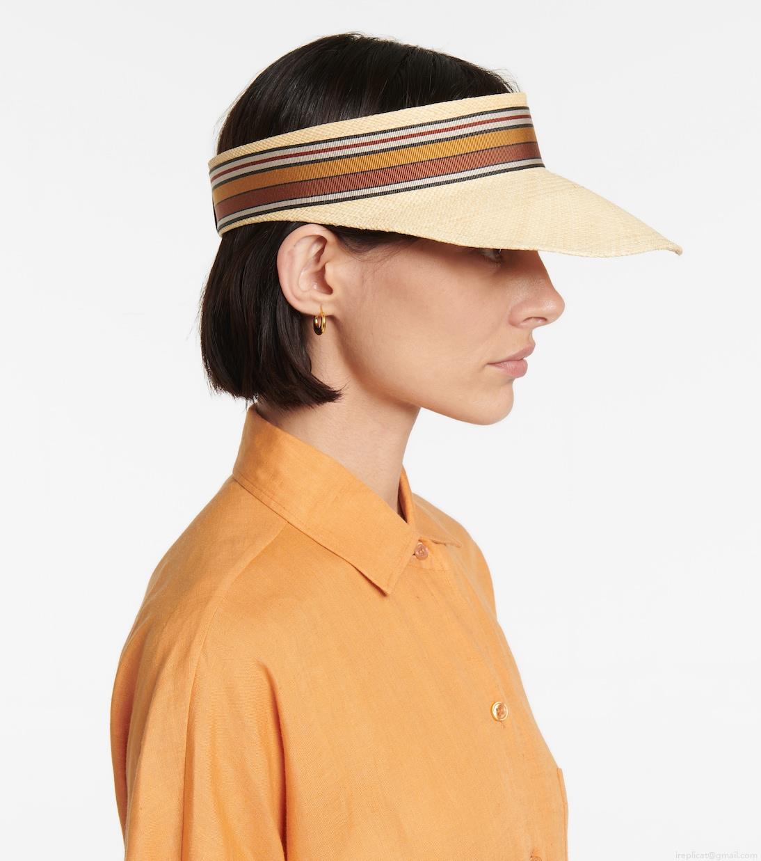 Loro PianaThe Suitcase Stripe straw visor Loro PianaThe Suitcase Stripe straw visor
