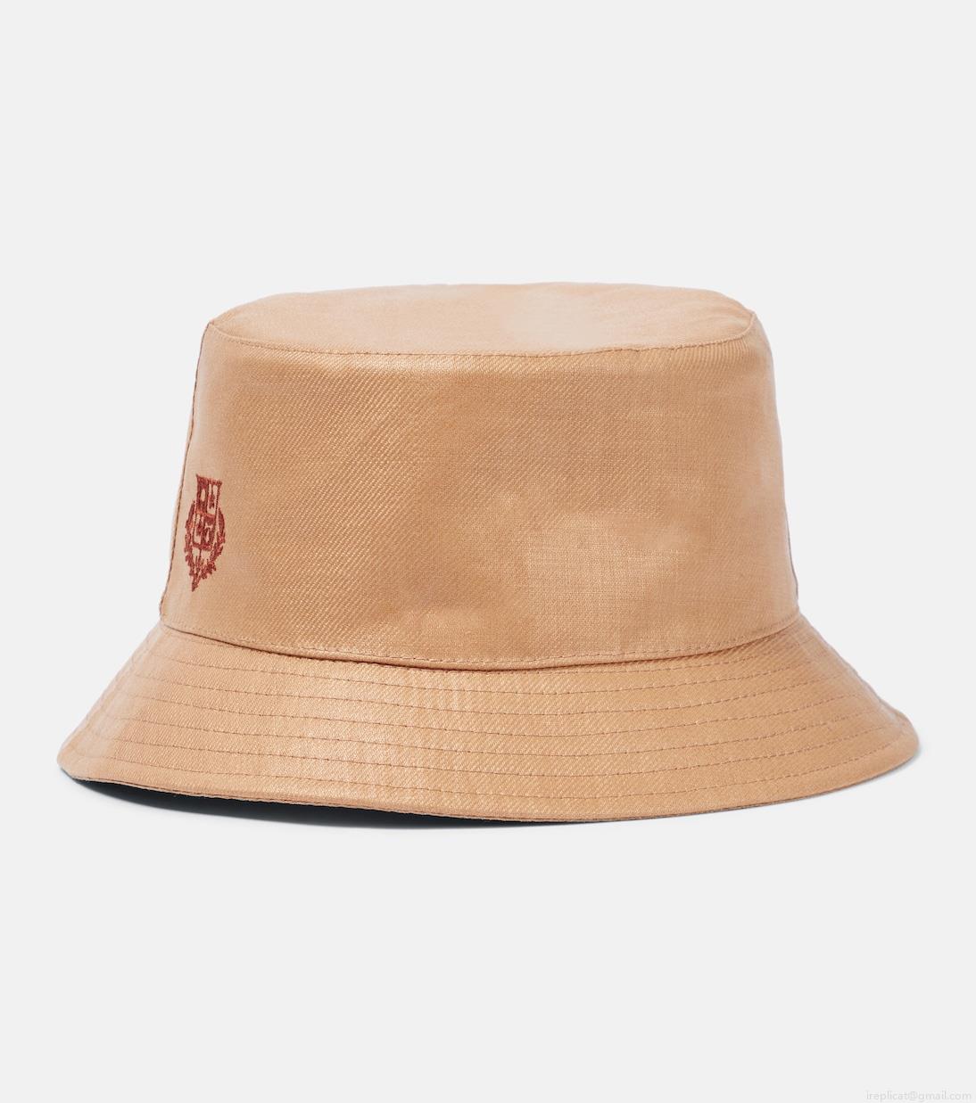 Loro PianaLogo linen bucket hat Loro PianaLogo linen bucket hat