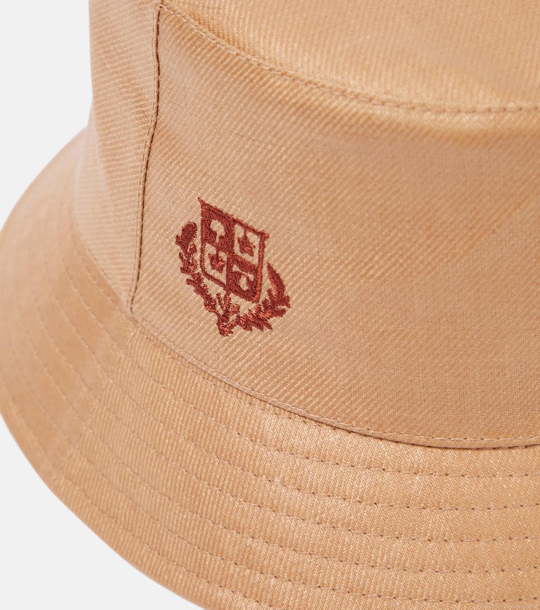 Loro PianaLogo linen bucket hat Loro PianaLogo linen bucket hat