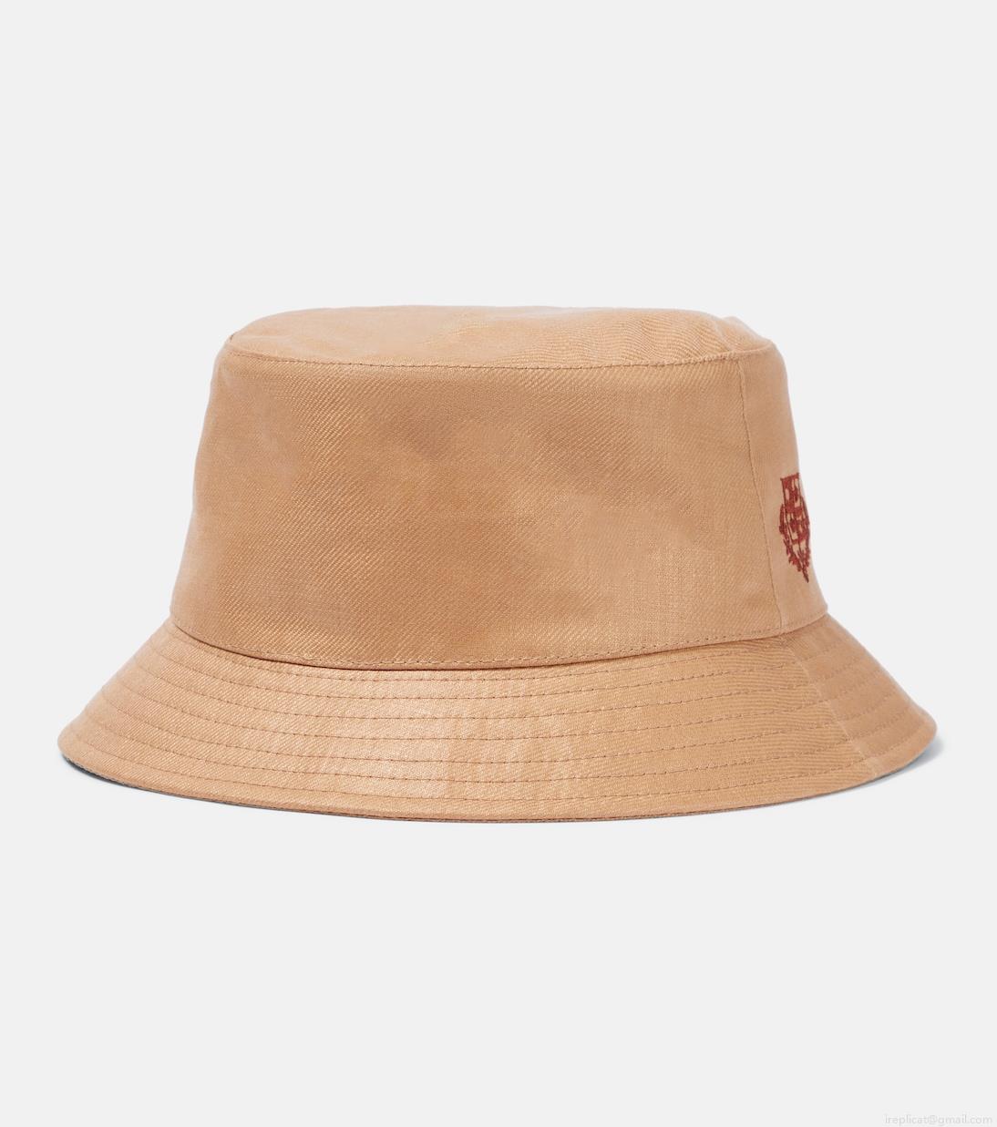 Loro PianaLogo linen bucket hat Loro PianaLogo linen bucket hat