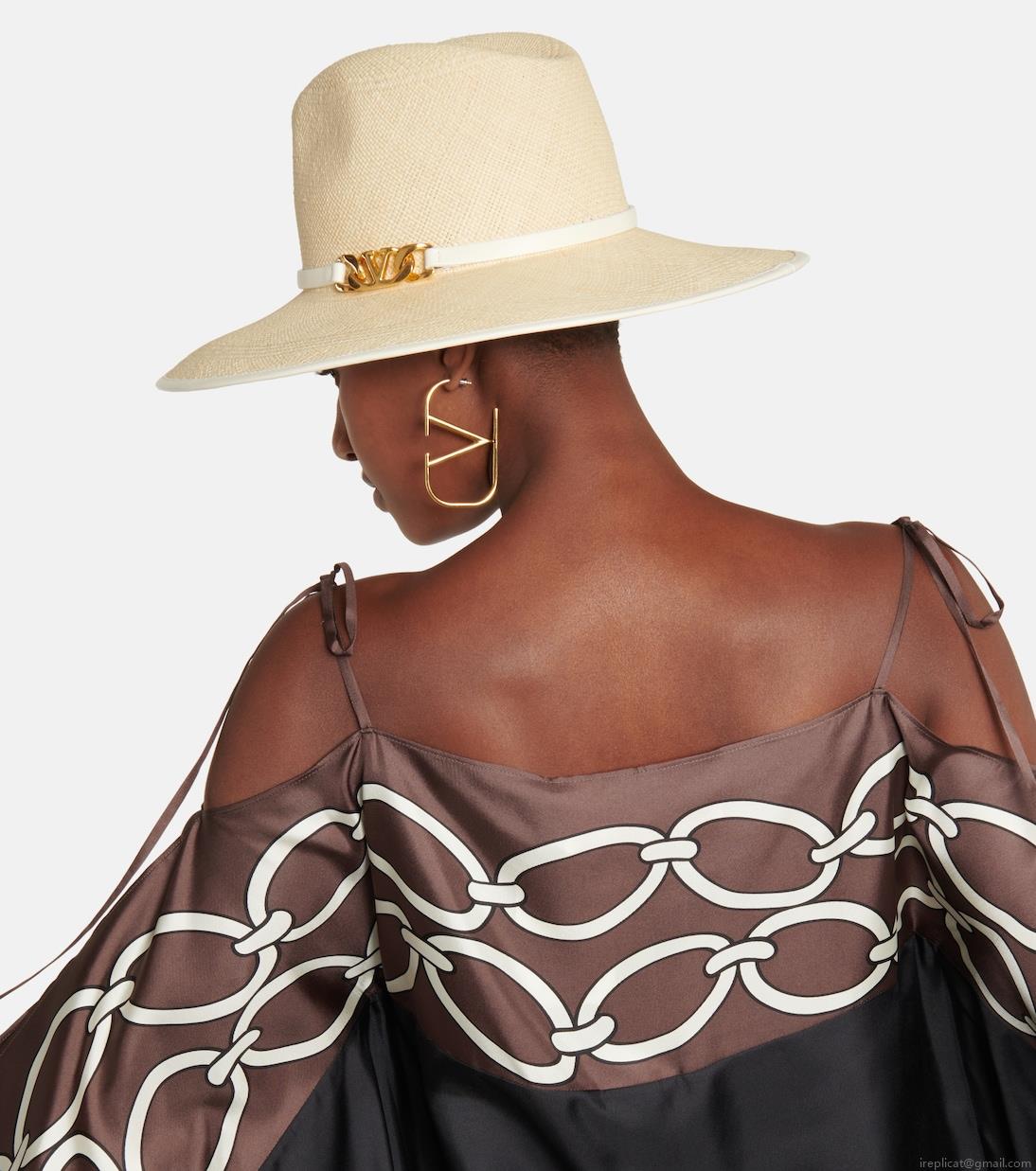 ValentinoVLogo leather-trimmed straw hat ValentinoVLogo leather-trimmed straw hat