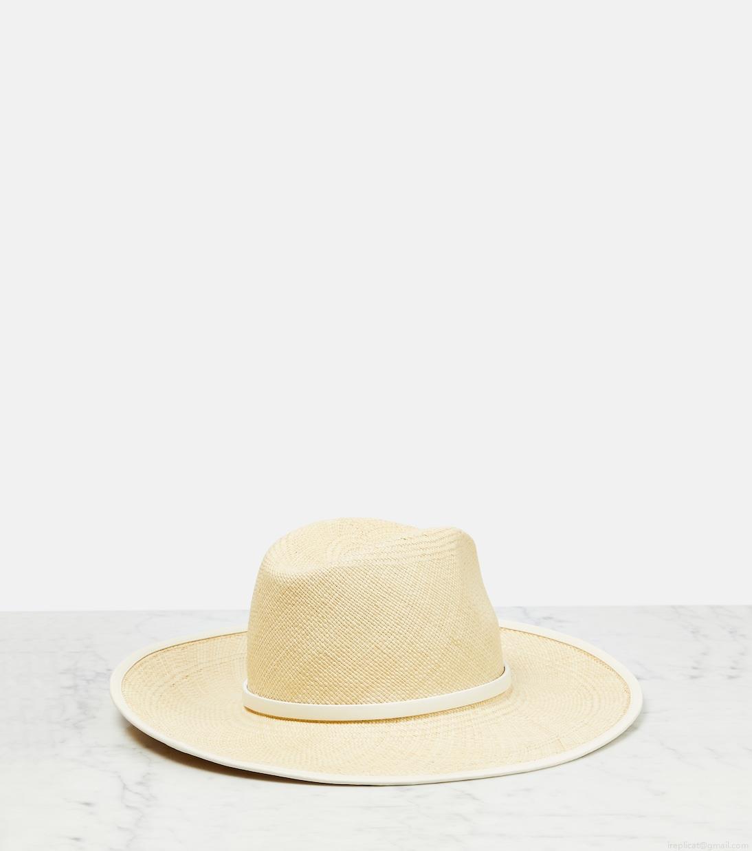 ValentinoVLogo leather-trimmed straw hat ValentinoVLogo leather-trimmed straw hat