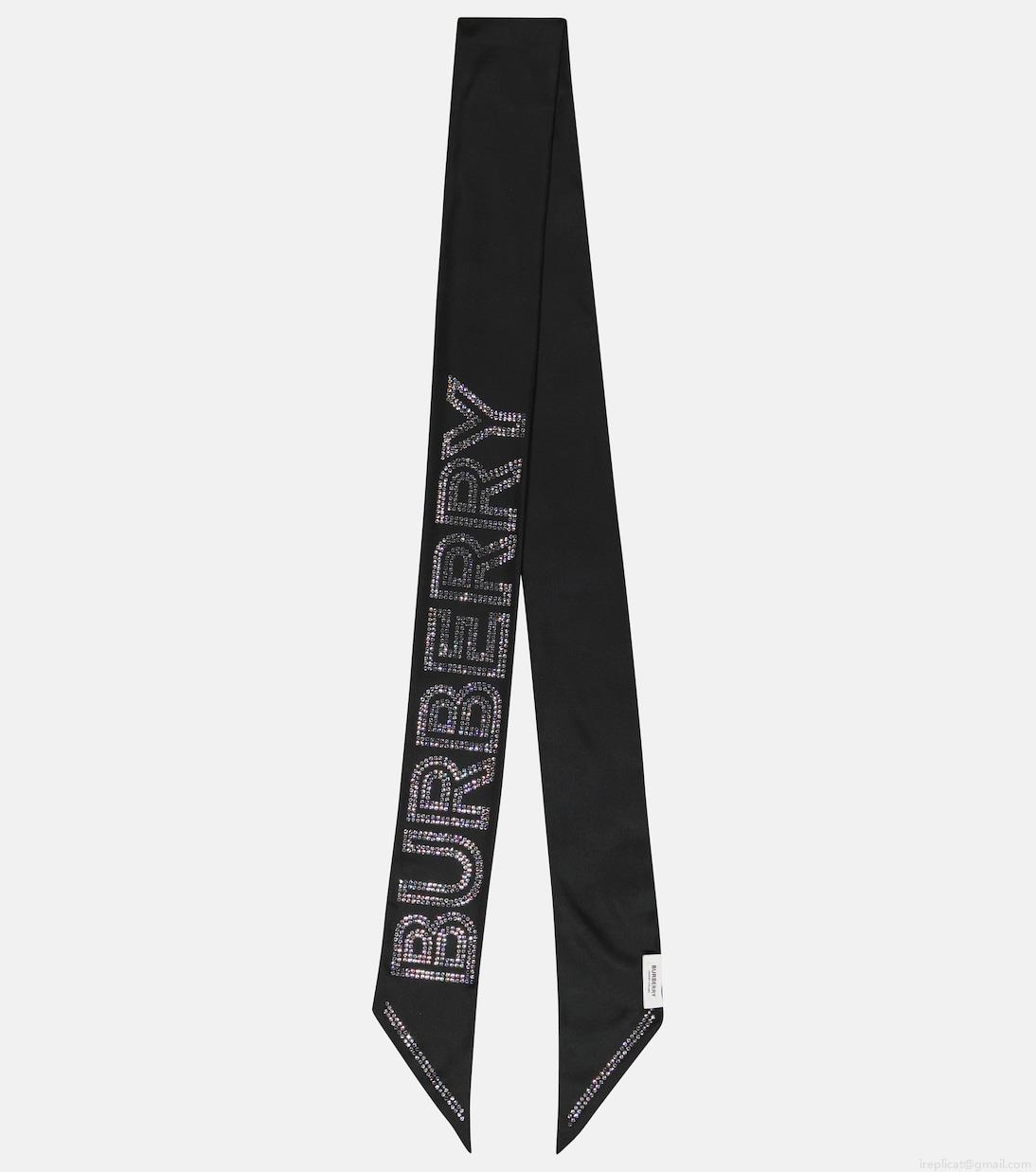 BurberryLogo embellished silk twill scarf