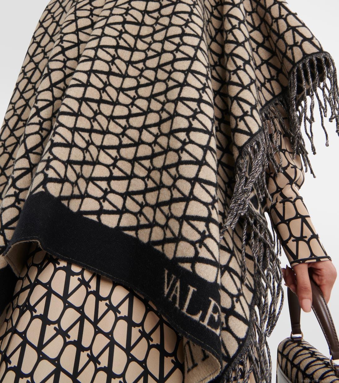 ValentinoToile Iconographe wool and cashmere poncho ValentinoToile Iconographe wool and cashmere poncho
