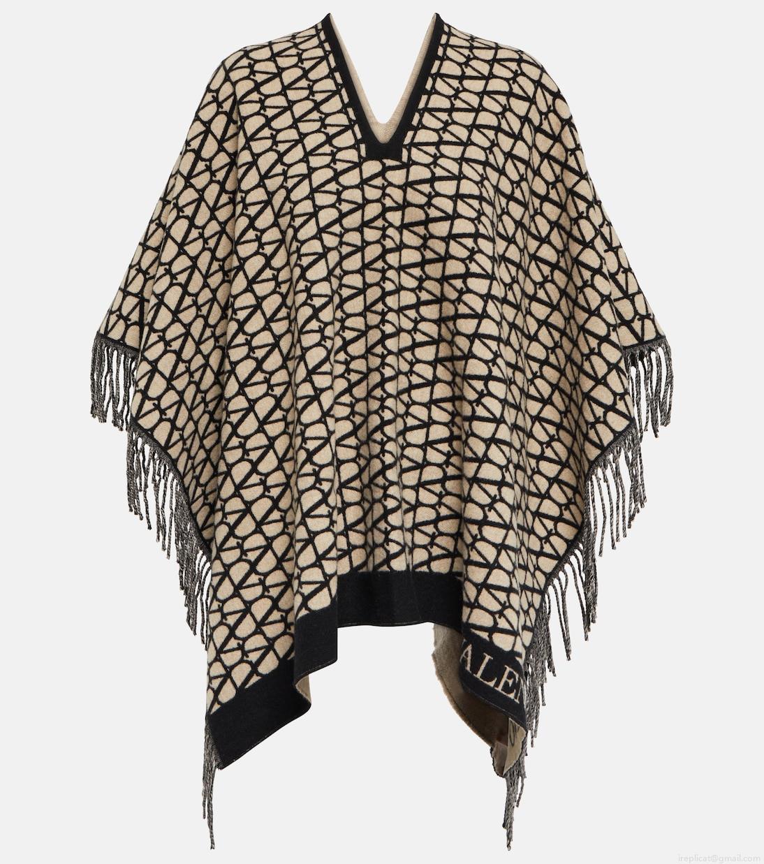 ValentinoToile Iconographe wool and cashmere poncho ValentinoToile Iconographe wool and cashmere poncho