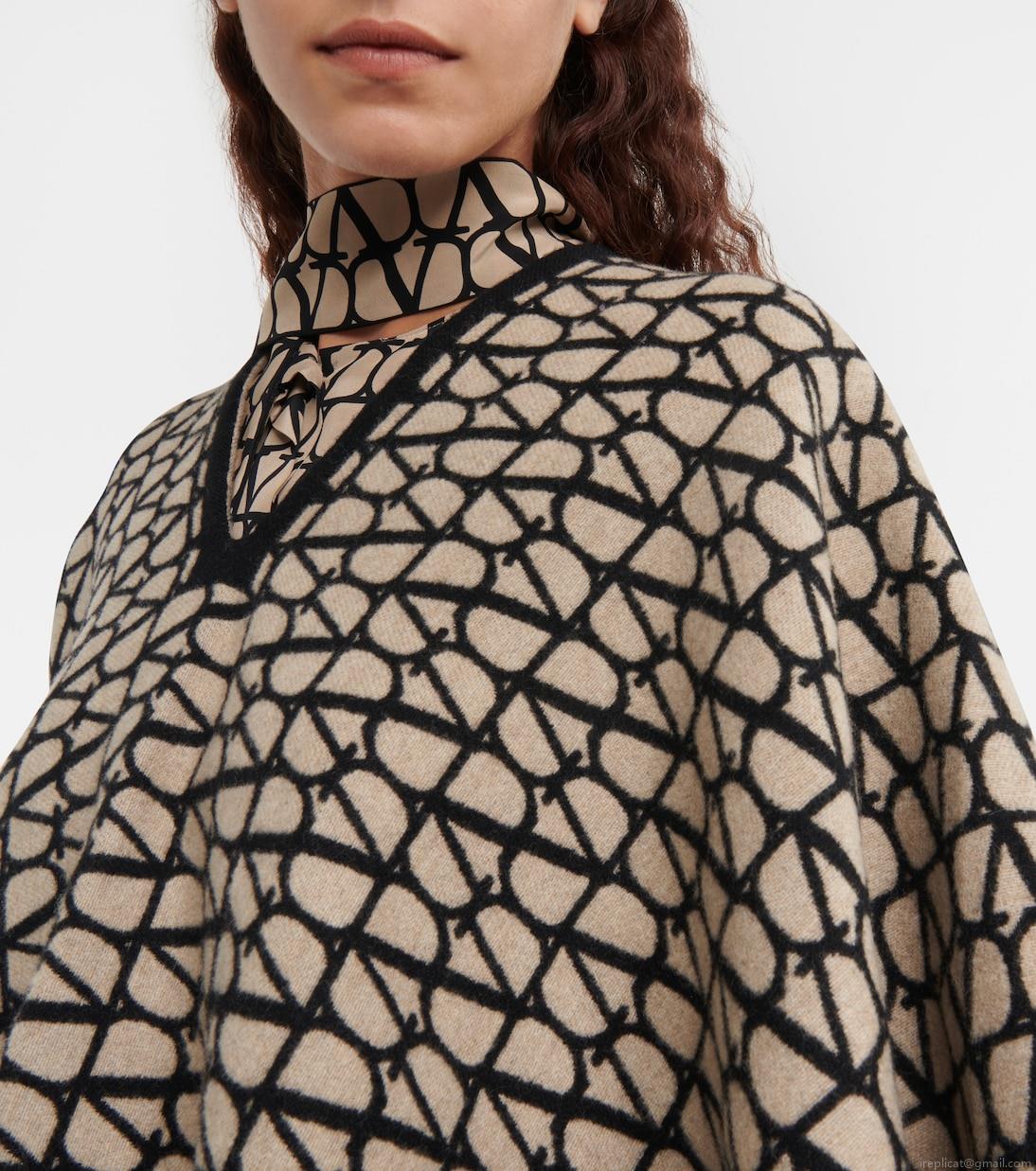 ValentinoToile Iconographe wool and cashmere poncho ValentinoToile Iconographe wool and cashmere poncho