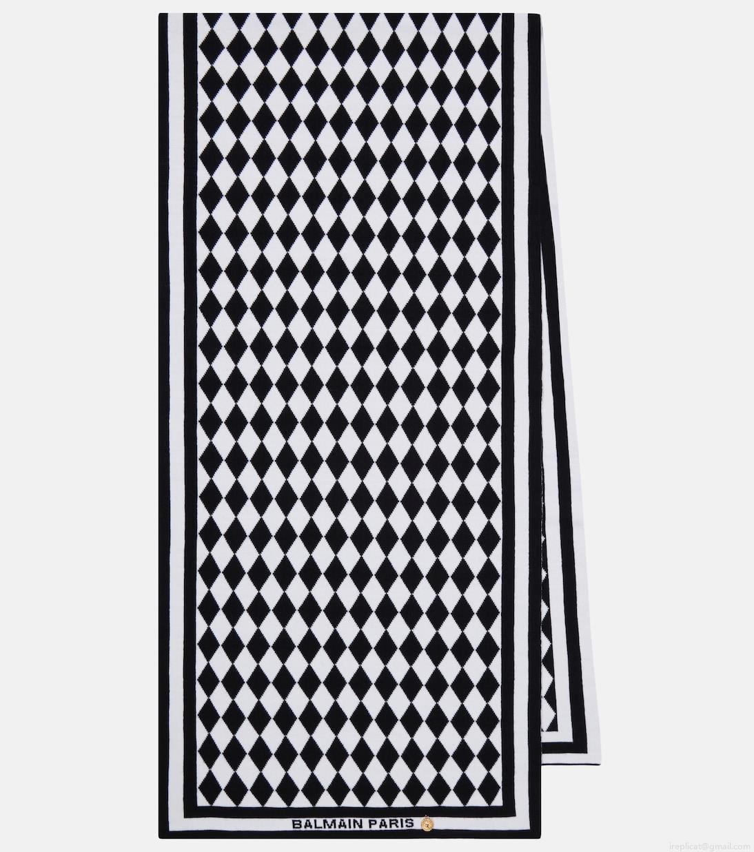 BalmainWool jacquard scarf